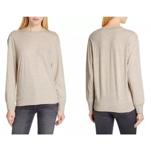 VINCE Heather Tusk Pima Cotton Alpaca Long Sleeve Crewneck Pullover Top XS